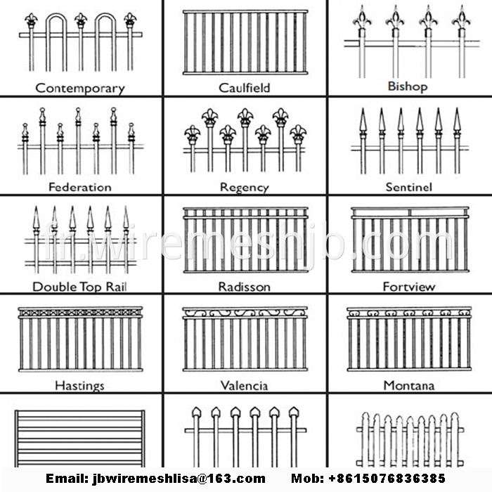 Black Zinc Steel Wrought Iron Fence